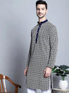 Men's Navy Blue Embroidered Kurtas-KO-699Navy