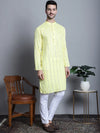 Men's Embroidered Mirror Work Kurtas-KO-694Lemon