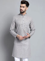 Men's Solid Pure Cotton Kurtas-KO-697Grey