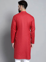 Men's Solid Pure Cotton Kurtas-KO-697Maroon