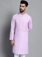 Men's Solid Pure Cotton Kurtas-KO-697Purple