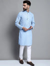 Men's Solid Pure Cotton Kurtas-KO-697Sky