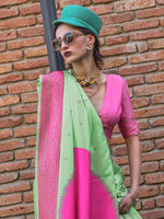 Saree Mall Women's Soft  Light Green Woven Design Designer Saree With Blouse Piece-KOCHE352005