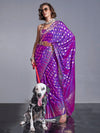 Saree Mall Women's  Blend Purple Woven Design Handloom Saree With Blouse Piece-KODAI364002