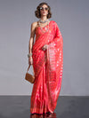 Saree Mall Women's  Blend Peach Woven Design Handloom Saree With Blouse Piece-KODAI364004