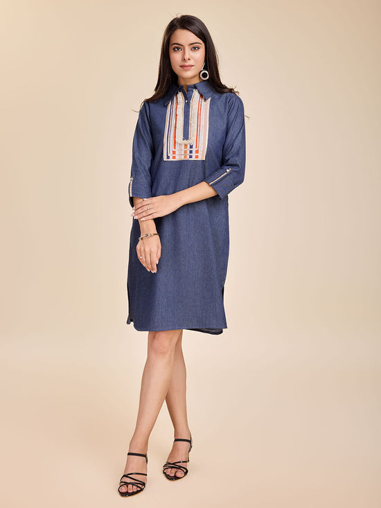 Komarri U Elegant Tencel Denim Dress-KOM-DRS-118