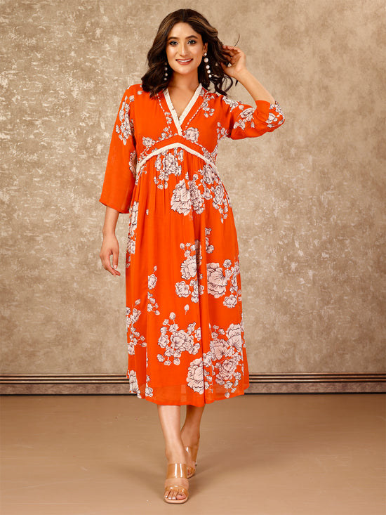 Komarri U Floral Print Alia Cut-KOM-DRS-138