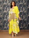 Komarri U Elegant Kaftan Styled Floral Print Pure Viscose Royal Crepe Dress- Multi-KOM-DRESS-141