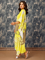 Komarri U Elegant Kaftan Styled Floral Print Pure Viscose Royal Crepe Dress- Multi-KOM-DRESS-141