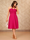 Komarri U Elegant  Braided Halter Neck Gathered Bustier Fit & Flare Cotton Dress- Pink-KOM-DRS-147