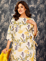 Komarri U Stylish Spagetti Viscose Slub Dress With Printed Overlays-Multi-KOM-DRS-150