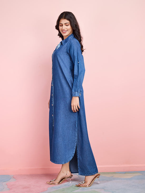 Komarri U Elegant Tencel Denim Dress-KOM-DRS-158