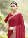 Saree Mall Women's Vichitra  Maroon Embellished Designer Saree With Blouse Piece-KONKA81591