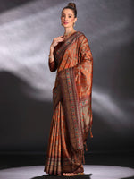 Saree Mall Women's Cotton Blend Rust Printed Designer Saree With Blouse Piece-KOZI202