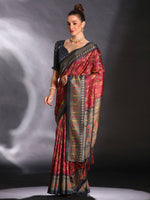 Saree Mall Women's Cotton Blend Maroon Printed Designer Saree With Blouse Piece-KOZI204