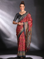 Saree Mall Women's Cotton Blend Maroon Printed Designer Saree With Blouse Piece-KOZI204