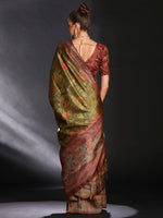 Saree Mall Women's Cotton Blend Olive Printed Designer Saree With Blouse Piece-KOZI206