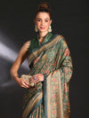 Saree Mall Women's Cotton Blend Sea Green Printed Designer Saree With Blouse Piece-KOZI208