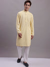 Men's Yellow Chikankari Embroidered and Sequence Kurta-KO-5000Yellow