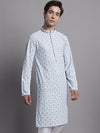 Men's Blue Chikankari Embroidered and Sequence Kurta-KO-5001Blue