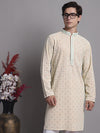 Men's Peach Chikankari Embroidered and Sequence Kurta-KO-5001Peach