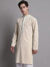 Men's Peach Chikankari Embroidered and Sequence Kurta-KO-5001Peach