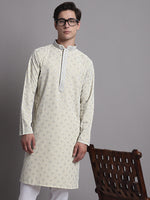 Men's Yellow Chikankari Embroidered and Sequence Kurta-KO-5001Yellow