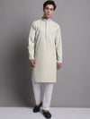 Men's Yellow Chikankari Embroidered and Sequence Kurta-KO-5001Yellow