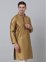 Men's Mustard Collar Embroidered Kurta.-KO-5002Mustard