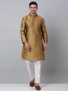 Men's Mustard Collar Embroidered Kurta.-KO-5002Mustard