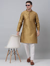 Men's Mustard Collar Embroidered Kurta.-KO-5002Mustard