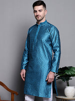 Woven Design Kurtas-KO-5002Peacock