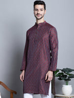 Men Maroon Woven Design Kurtas-KO-5003Maroon