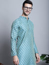 Men Blue Woven Design Kurtas-KO-5003Sky