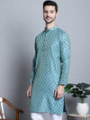 Men Blue Woven Design Kurtas-KO-5003Sky