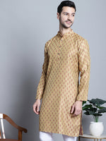 Men Yellow Woven Design Kurtas-KO-5003Yellow