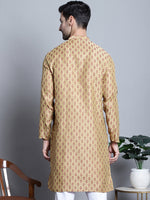 Men Yellow Woven Design Kurtas-KO-5003Yellow