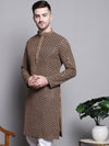 Sequin Embroidered Pure Cotton Kurtas-KO-5004Brown