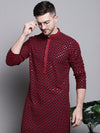 Sequin Embroidered Pure Cotton Kurtas-KO-5004Red