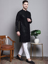 Sequin Embroidered Pure Cotton Kurtas-KO-5006Black