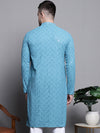 Sequin Embroidered Pure Cotton Kurtas-KO-5006Blue