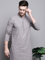 Sequin Embroidered Pure Cotton Kurtas-KO-5006Grey