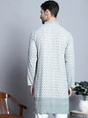 Men's Chikankari Embroidered Kurtas.-KO-5009Blue