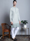 Men's Chikankari Embroidered Kurtas.-KO-5009Blue