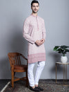 Men's Chikankari Embroidered Kurtas.-KO-5009Pink