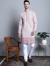 Men's Chikankari Embroidered Kurtas.-KO-5009Pink