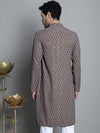 Men's Chikankari Embroidered and Sequence Kurtas-KO-5010Brown