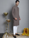 Men's Chikankari Embroidered and Sequence Kurtas-KO-5010Brown