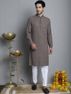 Men's Chikankari Embroidered and Sequence Kurtas-KO-5010Brown