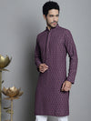 Men's Chikankari Embroidered and Sequence Kurtas-KO-5010Purple